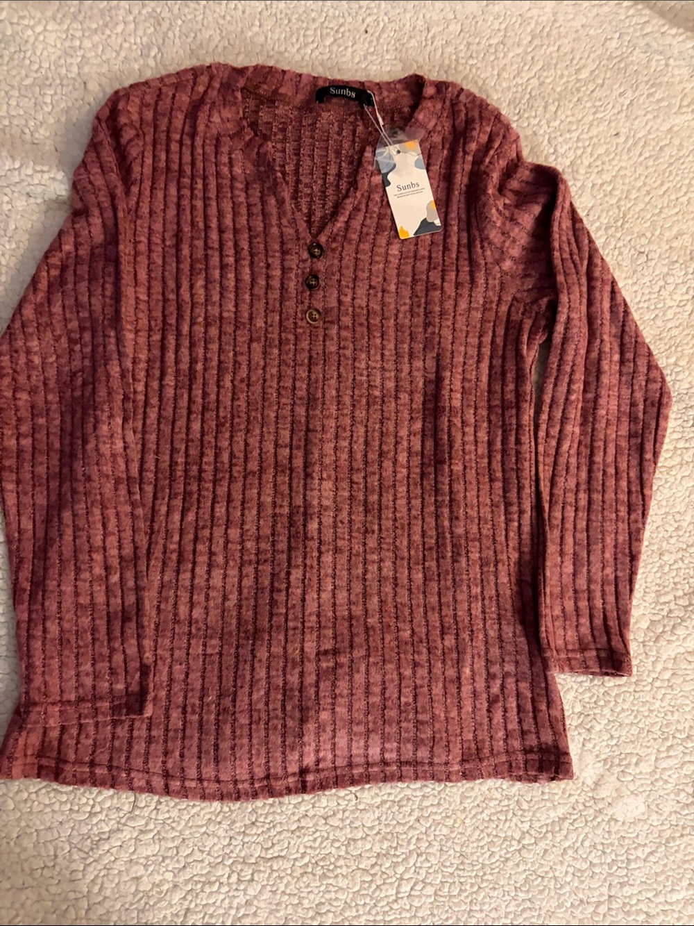 Sunbs Dusty Rose Ribbed Henley Tunic